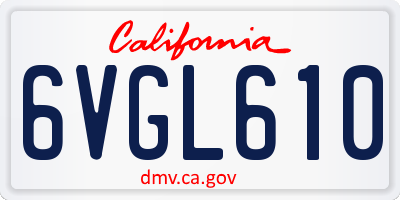 CA license plate 6VGL610