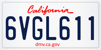 CA license plate 6VGL611