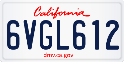 CA license plate 6VGL612