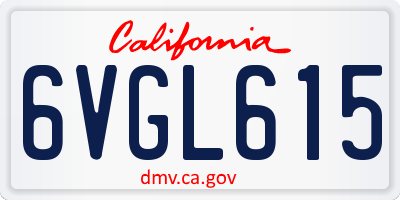 CA license plate 6VGL615