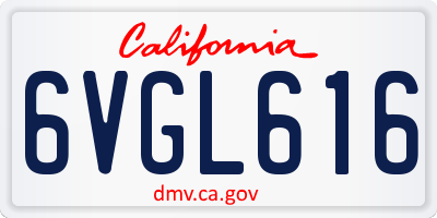 CA license plate 6VGL616