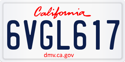 CA license plate 6VGL617