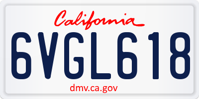 CA license plate 6VGL618
