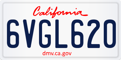 CA license plate 6VGL620