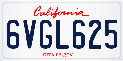 CA license plate 6VGL625