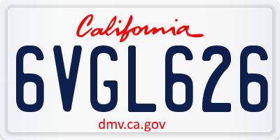 CA license plate 6VGL626