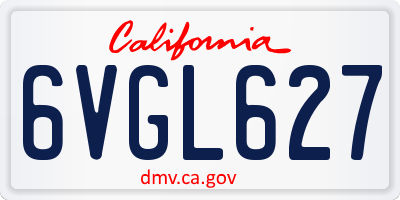 CA license plate 6VGL627