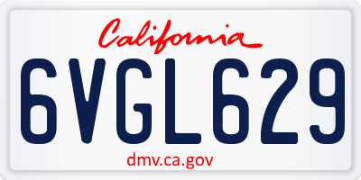 CA license plate 6VGL629