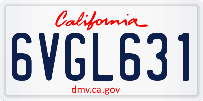 CA license plate 6VGL631