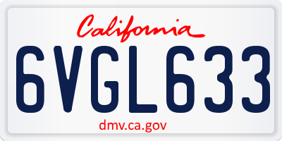 CA license plate 6VGL633