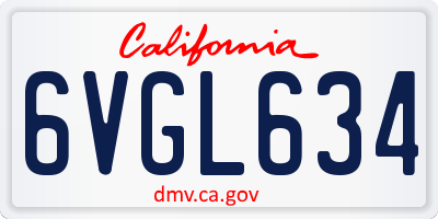 CA license plate 6VGL634