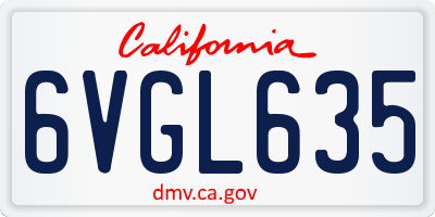 CA license plate 6VGL635