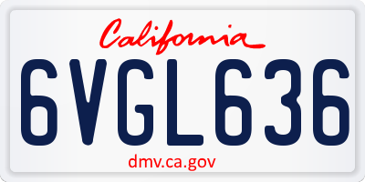 CA license plate 6VGL636