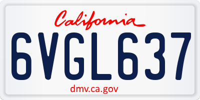 CA license plate 6VGL637