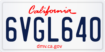 CA license plate 6VGL640