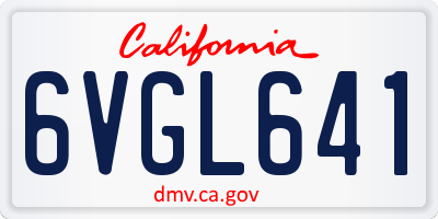 CA license plate 6VGL641