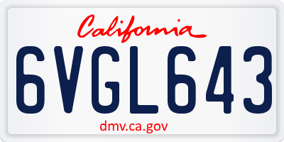 CA license plate 6VGL643