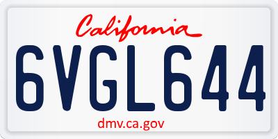 CA license plate 6VGL644