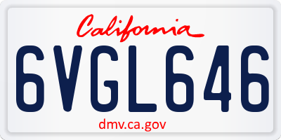 CA license plate 6VGL646