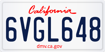 CA license plate 6VGL648