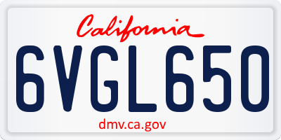CA license plate 6VGL650