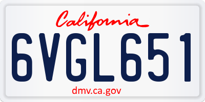 CA license plate 6VGL651