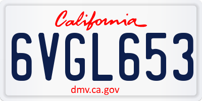 CA license plate 6VGL653