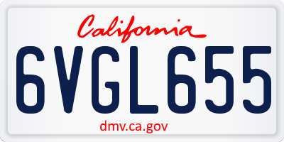 CA license plate 6VGL655