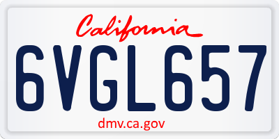 CA license plate 6VGL657