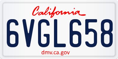 CA license plate 6VGL658