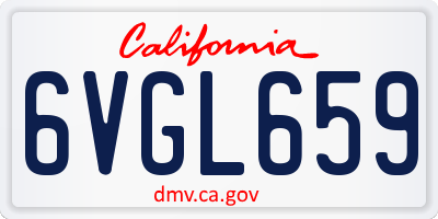 CA license plate 6VGL659