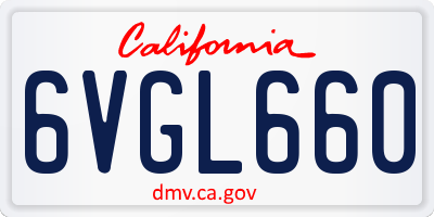 CA license plate 6VGL660