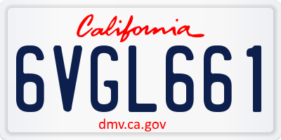CA license plate 6VGL661