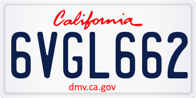 CA license plate 6VGL662
