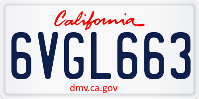CA license plate 6VGL663