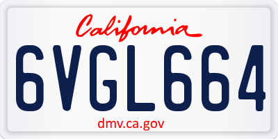 CA license plate 6VGL664