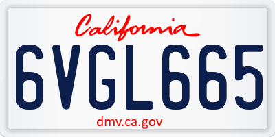 CA license plate 6VGL665