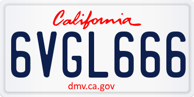 CA license plate 6VGL666
