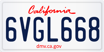 CA license plate 6VGL668
