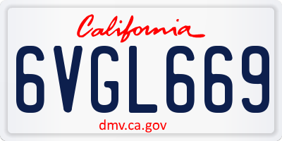 CA license plate 6VGL669