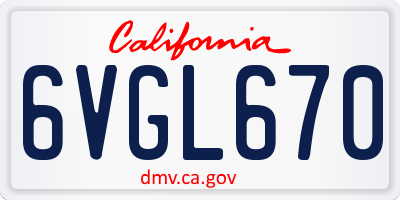 CA license plate 6VGL670