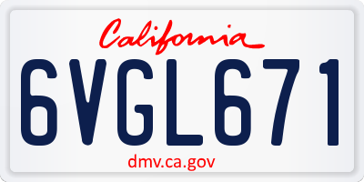 CA license plate 6VGL671
