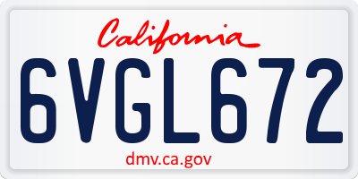 CA license plate 6VGL672