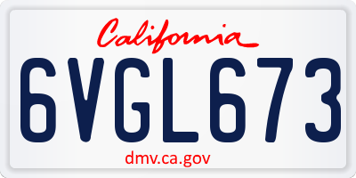 CA license plate 6VGL673