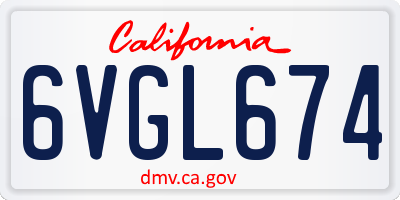 CA license plate 6VGL674