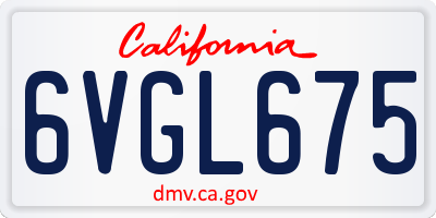 CA license plate 6VGL675