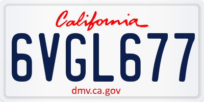 CA license plate 6VGL677