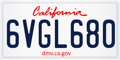 CA license plate 6VGL680