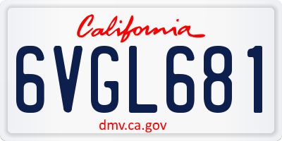 CA license plate 6VGL681