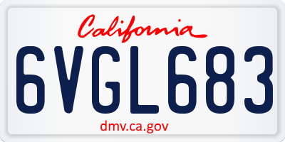 CA license plate 6VGL683